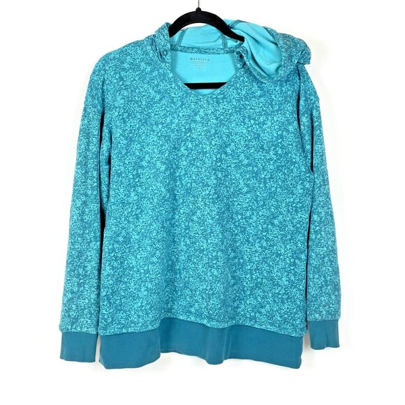 Athleta Sundown Alliance Hoodie Teal Blue Floral Oversized - Size XS (A7) - Picture 1 of 6